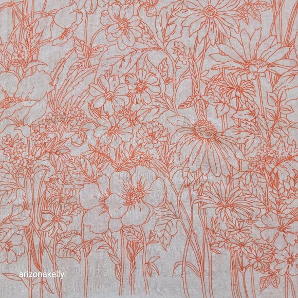 Vintage Echo Oblong Scarf Floral Outline 70's Vibes - Picture 4 of 10